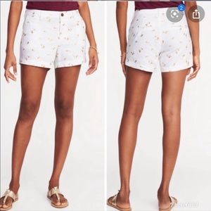 Old Navy White/Gold Foil Palm Tree Short